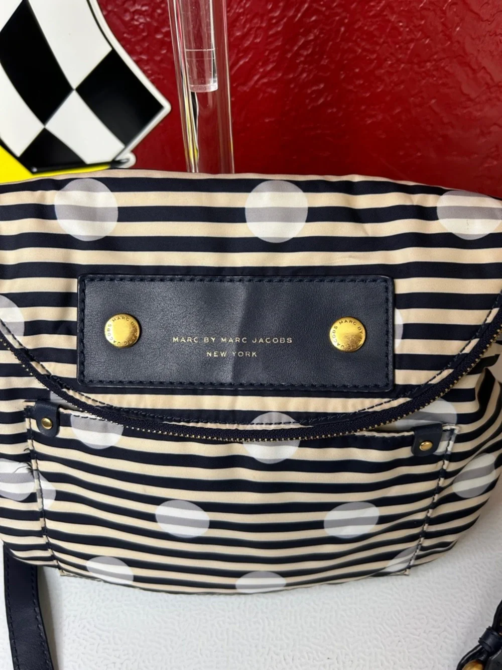 Marc By Marc Jacobs Black and White Striped Polka Dot Crossbody Bag - Picture 2 of 12
